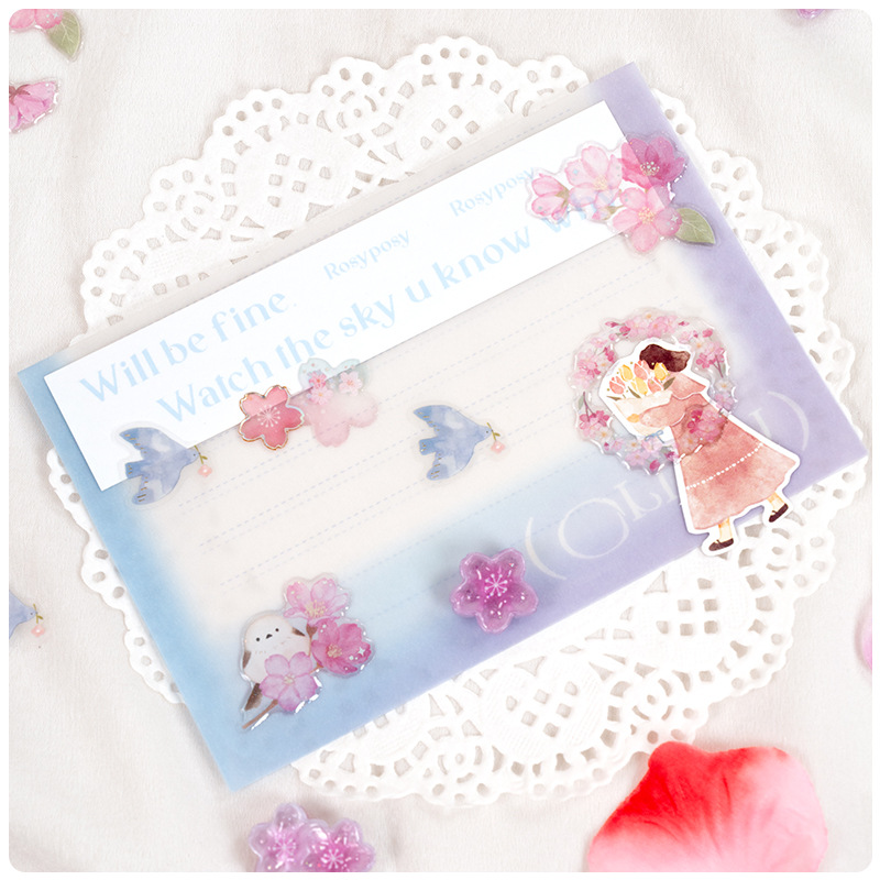 Resin Art Supplies - Japanischer Stil, Sakura-Kristall, 3D-Aufkleber, rosa, niedliche
