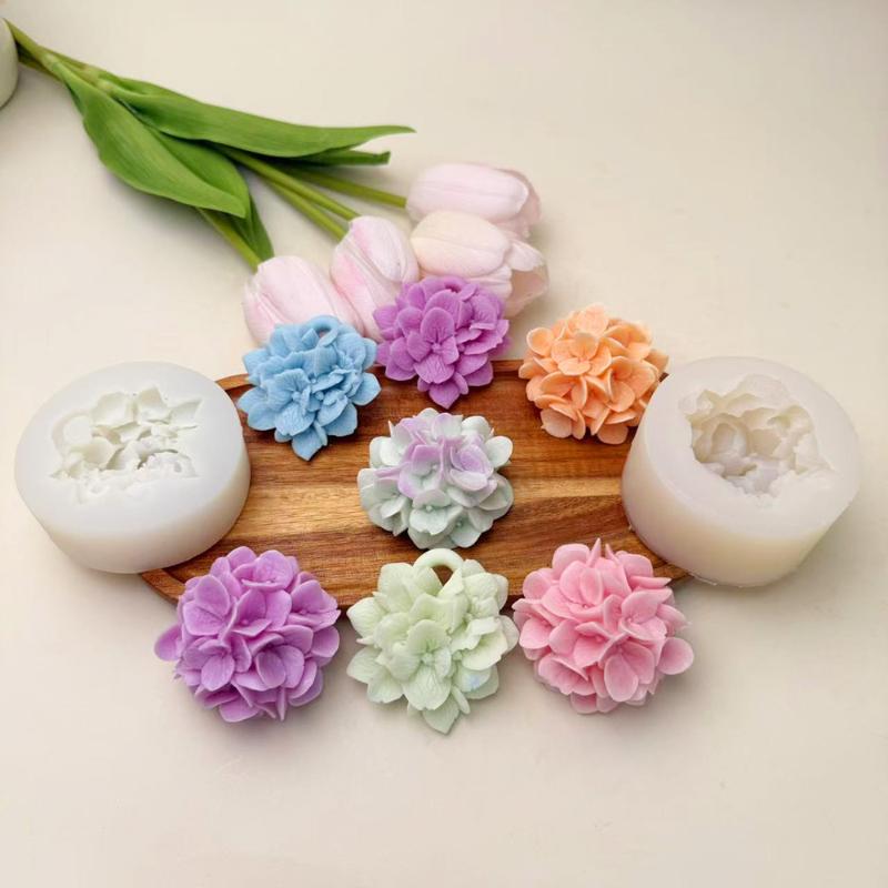 Resin Art Clay - ● Hortensien-Blumen-Silikonform DIY Aromatherapie-Kerze Gips-Harz-Tonform Küche