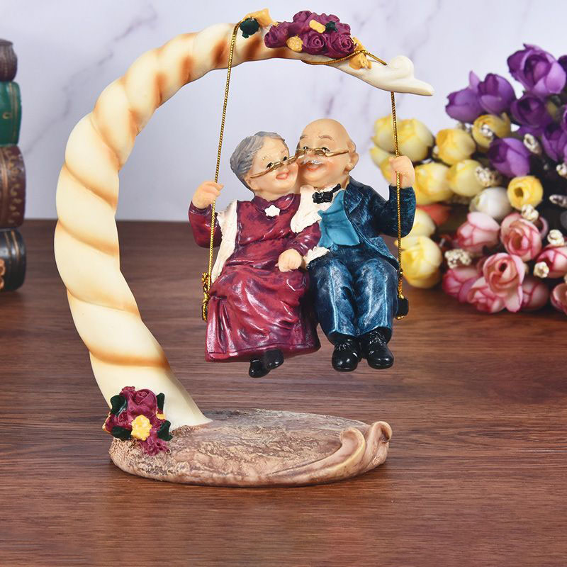 Resin Art For Anniversary Gift - Chinesische Schaukelfigur für ältere Paare aus