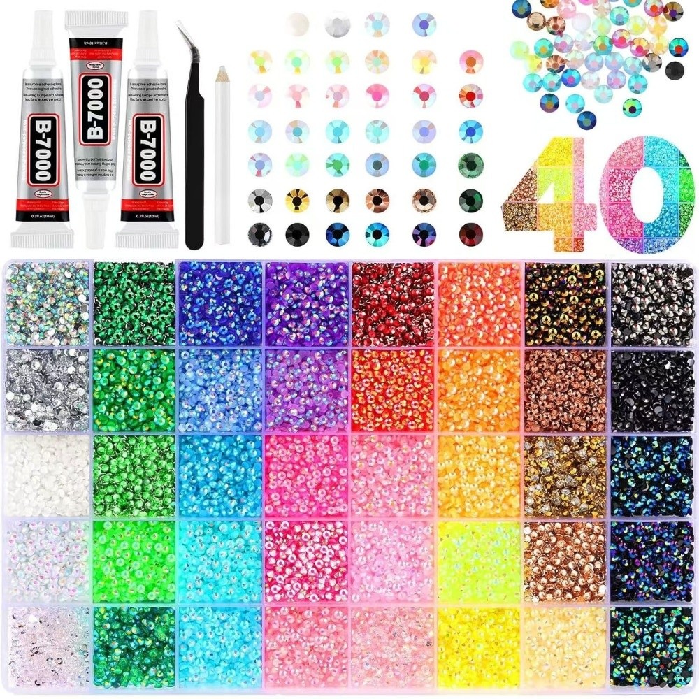 Resin Art Supplies - Mehrfarbiges Harz-Strass-Set DIY Dekorations-Bastelbedarf Glitzernde Flache