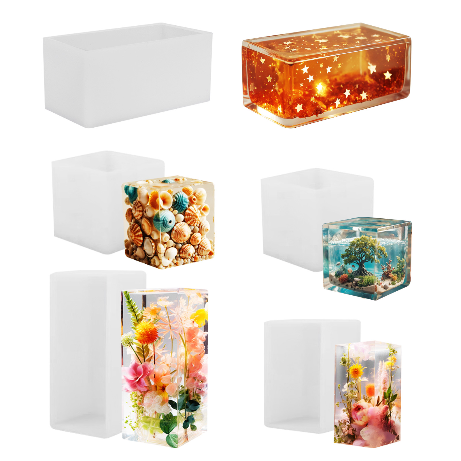 Resin Art Supplies - Epoxidharz-Gießform Silikonform DIY Quaderförmige Harzform Kristall-Epoxid