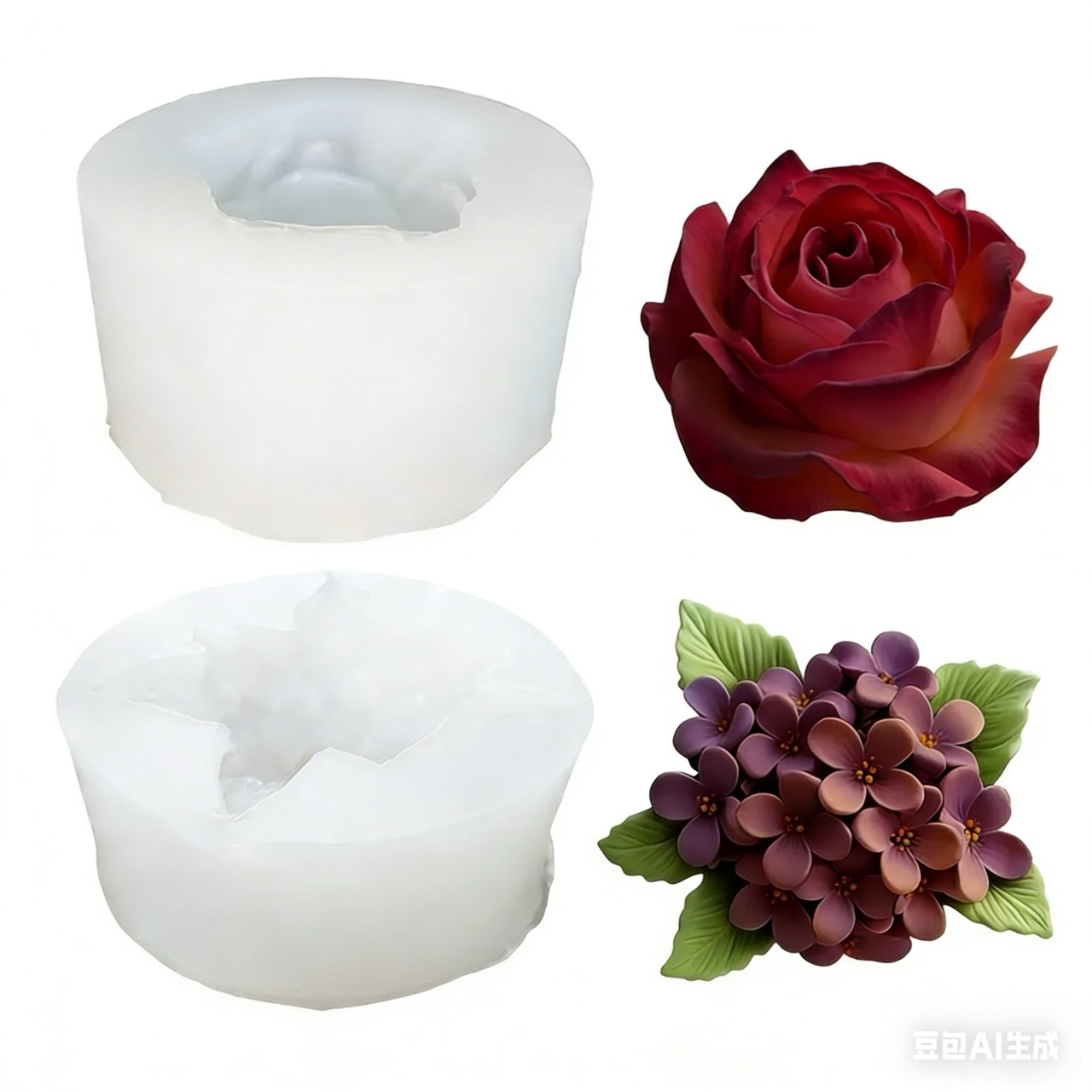 Resin Art Gift For Wedding - 2 Stück 3D-Silikonformen mit Rosen- und