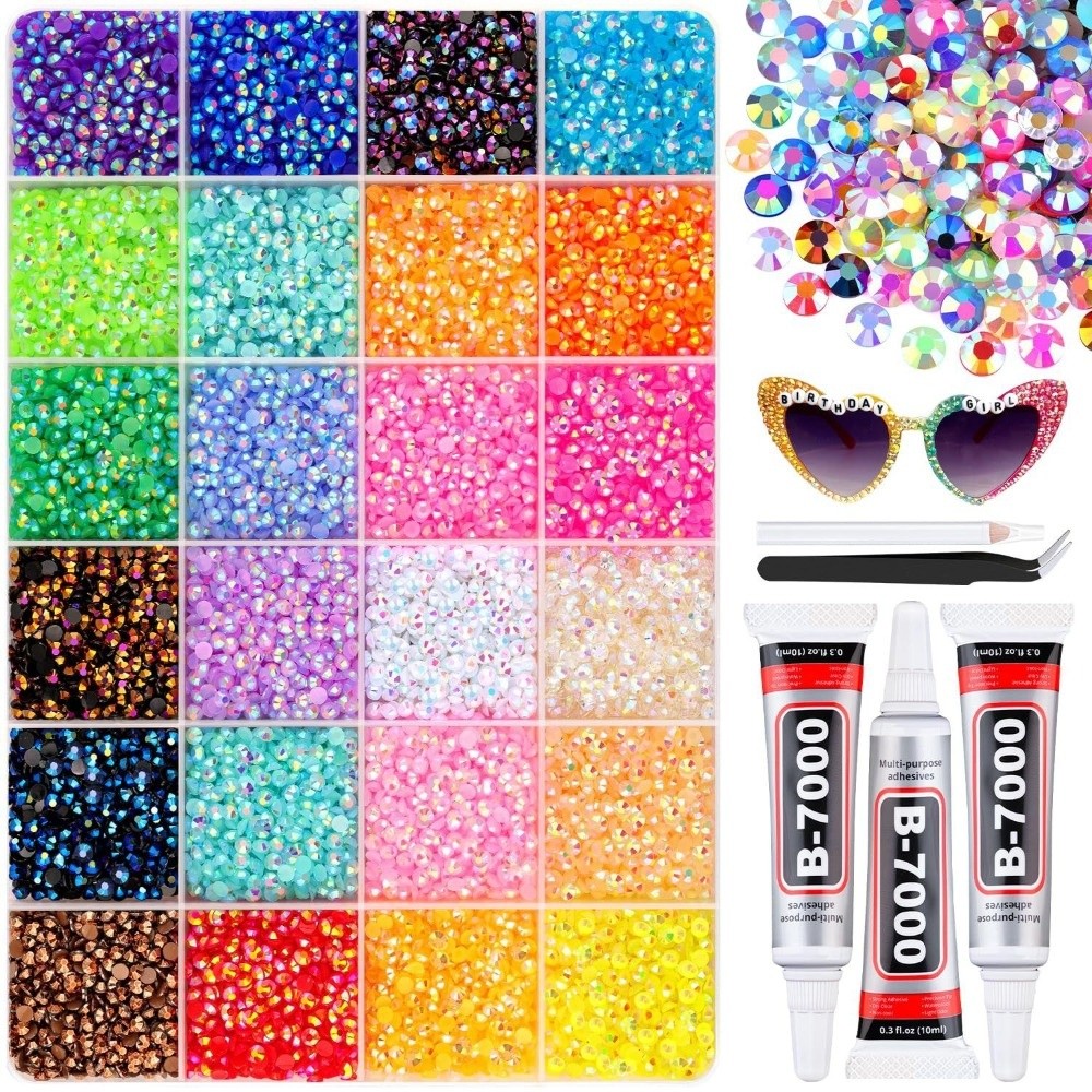Resin Art Supplies - Mehrfarbiges Harz-Strass-Set Funkelnde DIY-Dekoration Flache Edelsteine