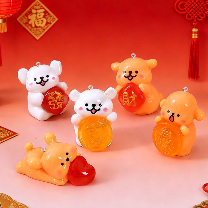 5 Stück Cartoon-Hunde-Harzanhä – Resin Art Earrings Material Bewertung und Preis