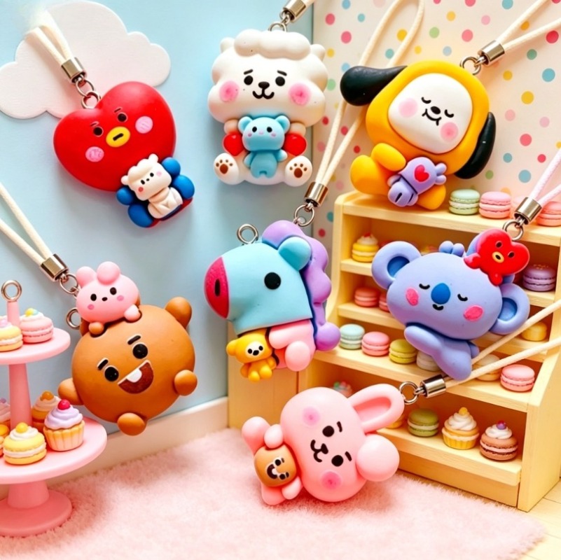7 Stück BT21 Harz-Cartoon-Anhä – Resin Art Supplies Bewertung und Preis