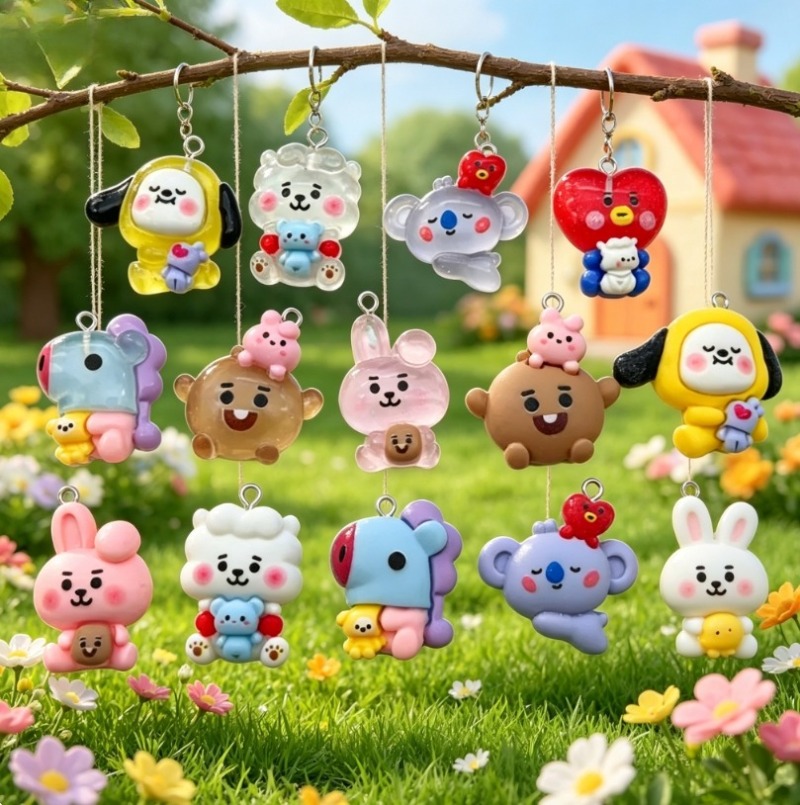 7 Stück BT21 Harz-Cartoon-Anhä – Resin Art Supplies Bewertung und Preis